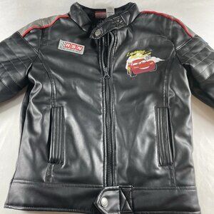 Kids Disney Pixar Cars 2 Faux Leather Racing Jacket Size 6 Lightning McQueen